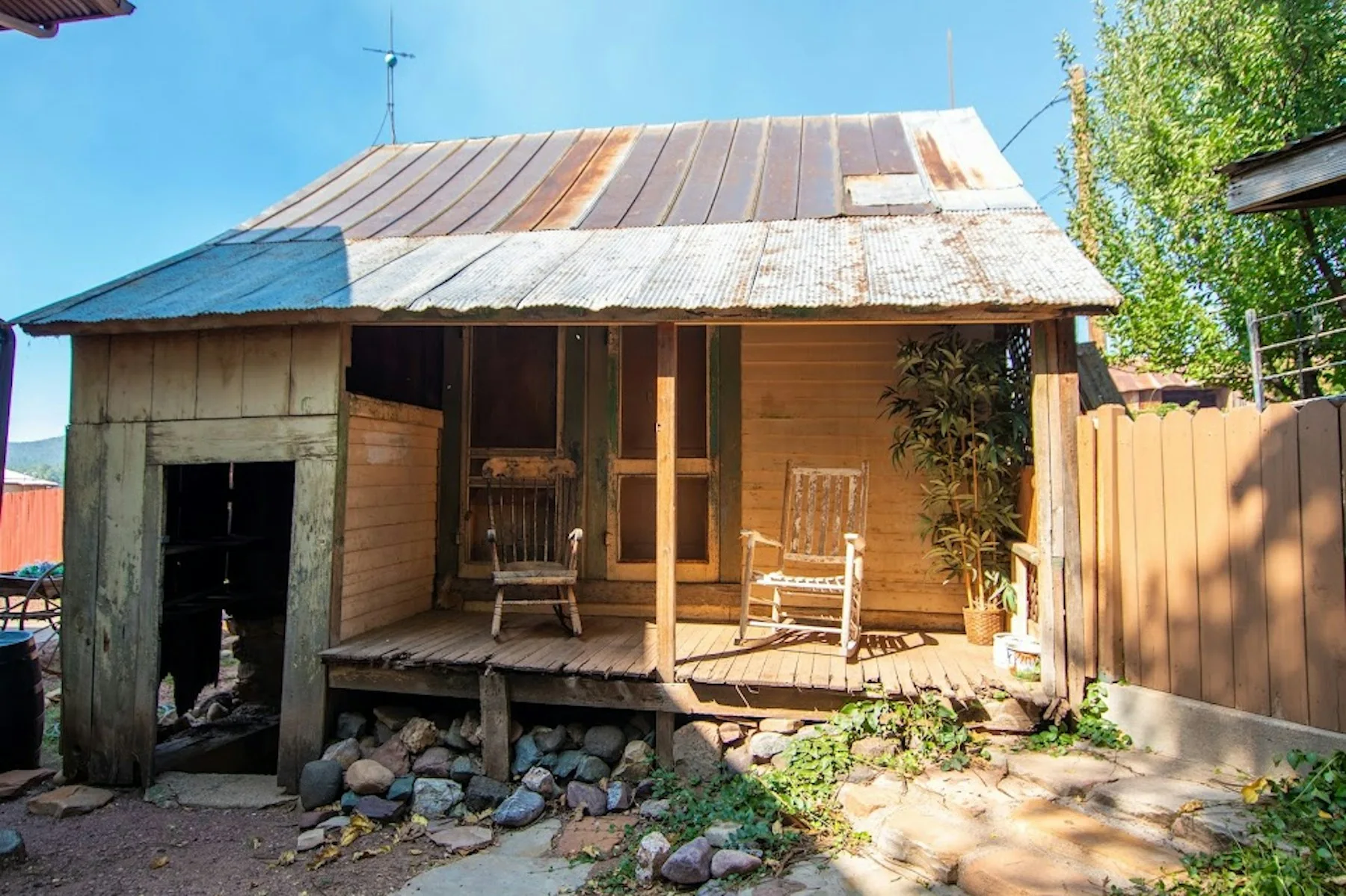 Historic wooden cabin on the property